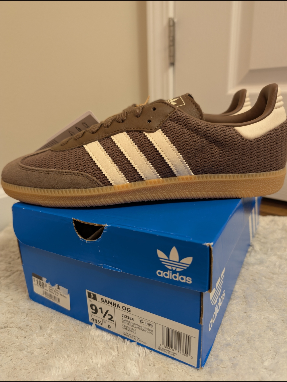 adidas Samba OG knitted Mesh Brown White Sneakers! Men 9.5 Or 10.5 Women